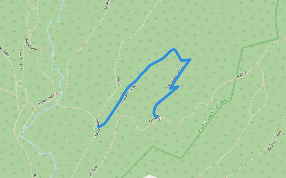 Entrance Exam walking route map in Granby