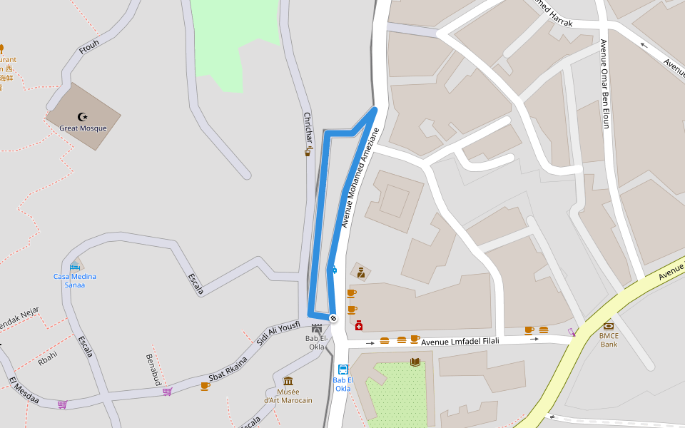 Palace Zouhour walking route map in Tétouan