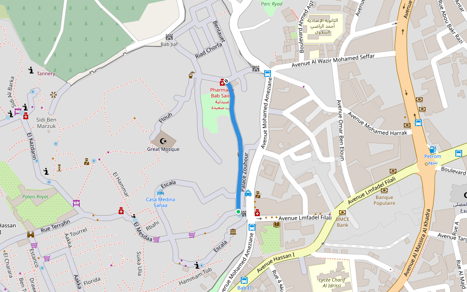 Chrichar walking route map in Tétouan