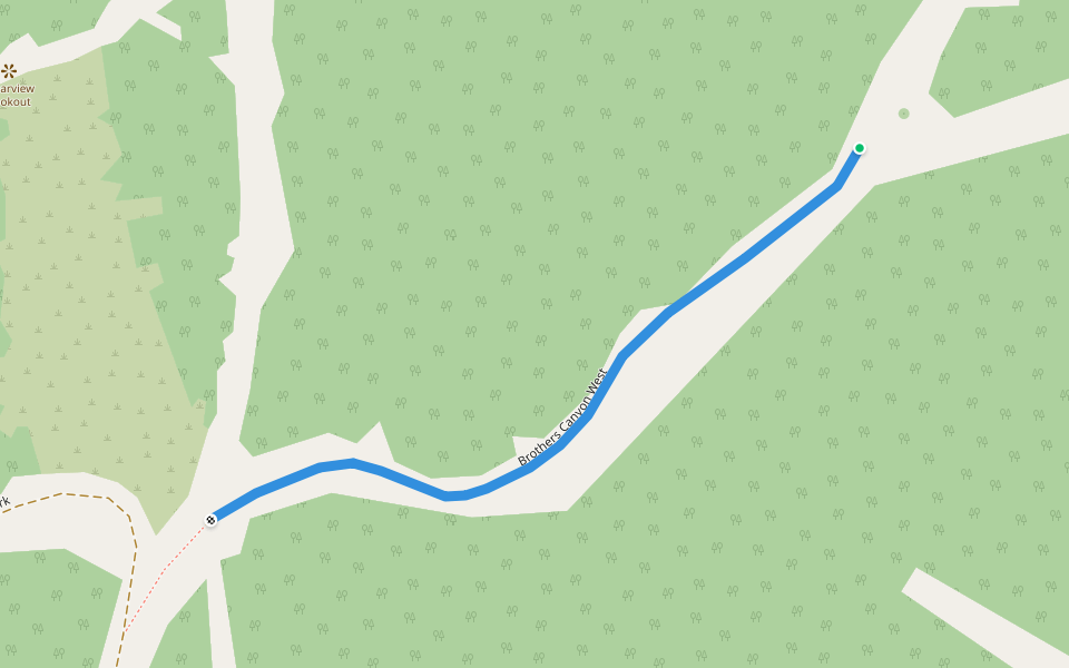 Brothers Canyon West walking route map in West Vancouver