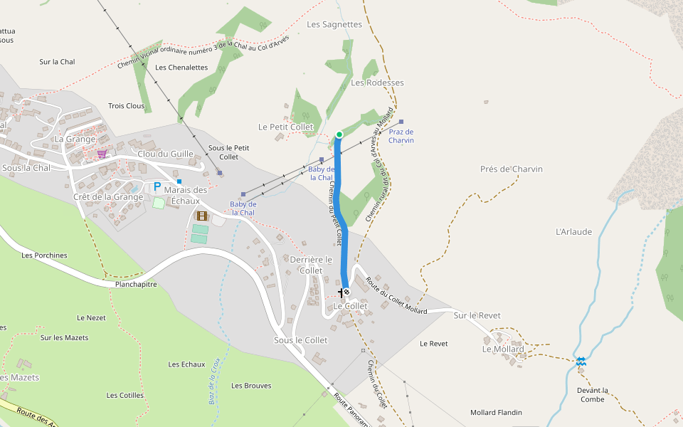 Chemin du Petit Collet walking route map in Saint-Jean-d'Arves