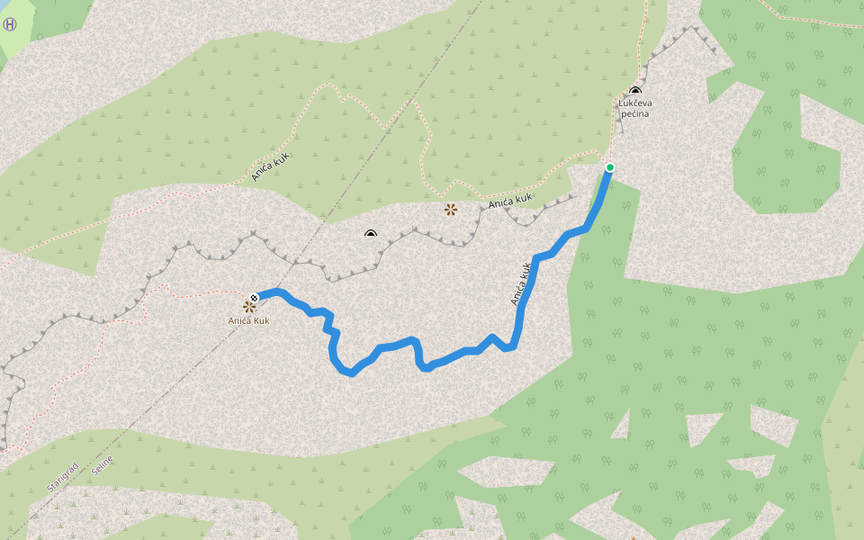 Anića kuk walking route map in Starigrad