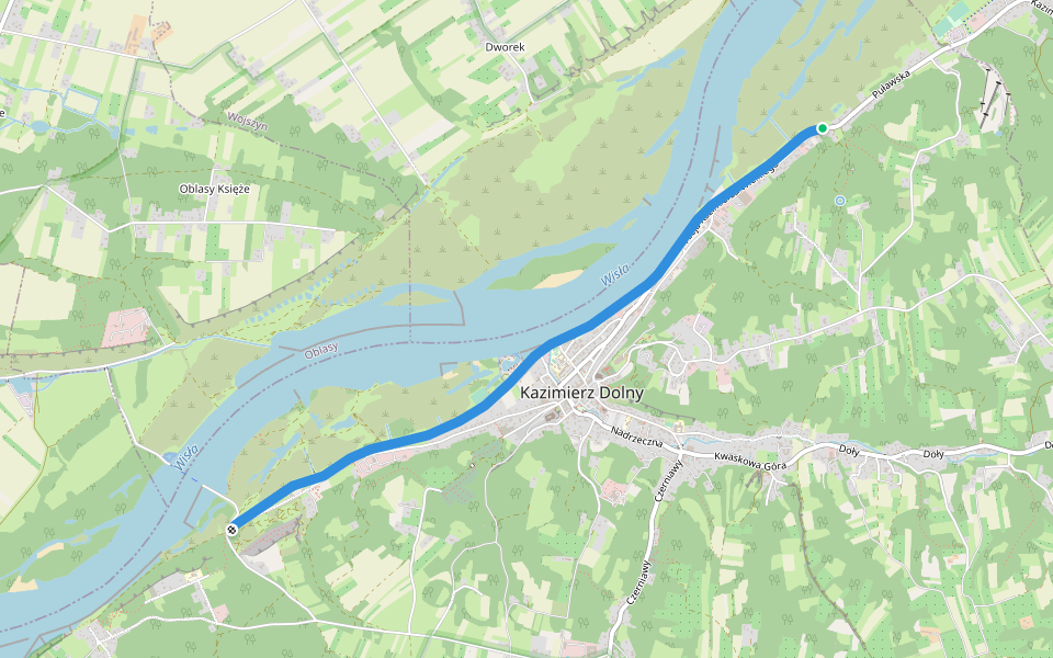 Bulwar Na Wale Przeciwpowodziowym walking route map in Kazimierz Dolny