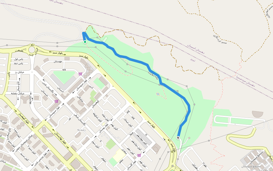 جاده سلامت walking route map in Tabriz