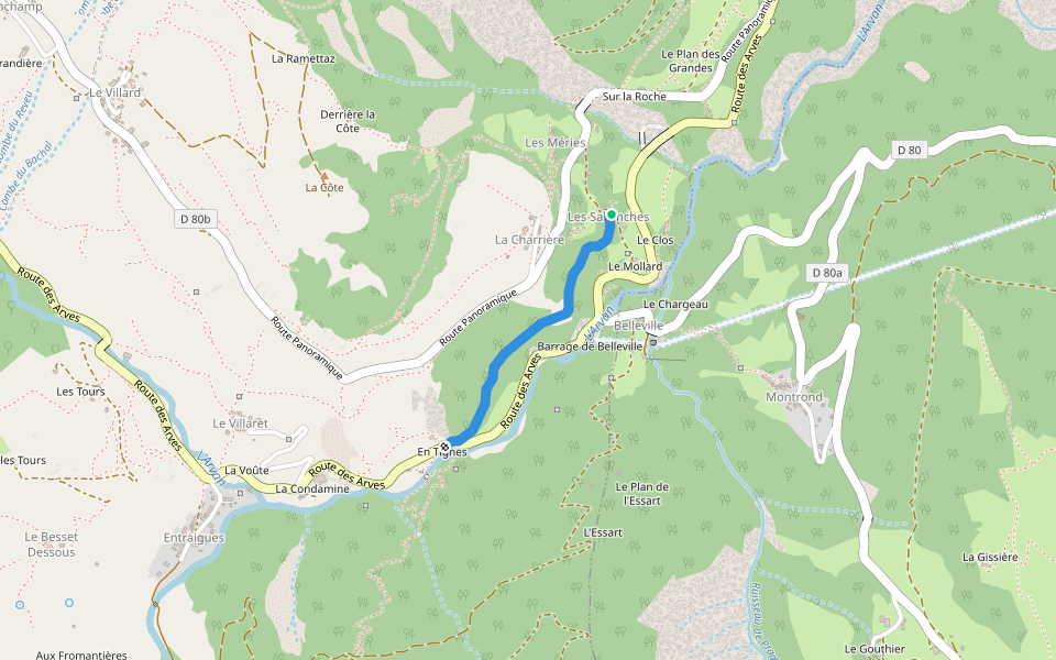 Chemin Rural dit d'Entraigues aux Sallanches walking route map in Saint-Jean-d'Arves