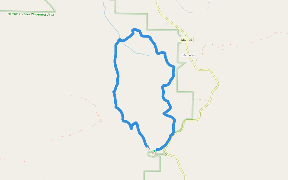 Pees Hollow Trail walking route map in Bradleyville