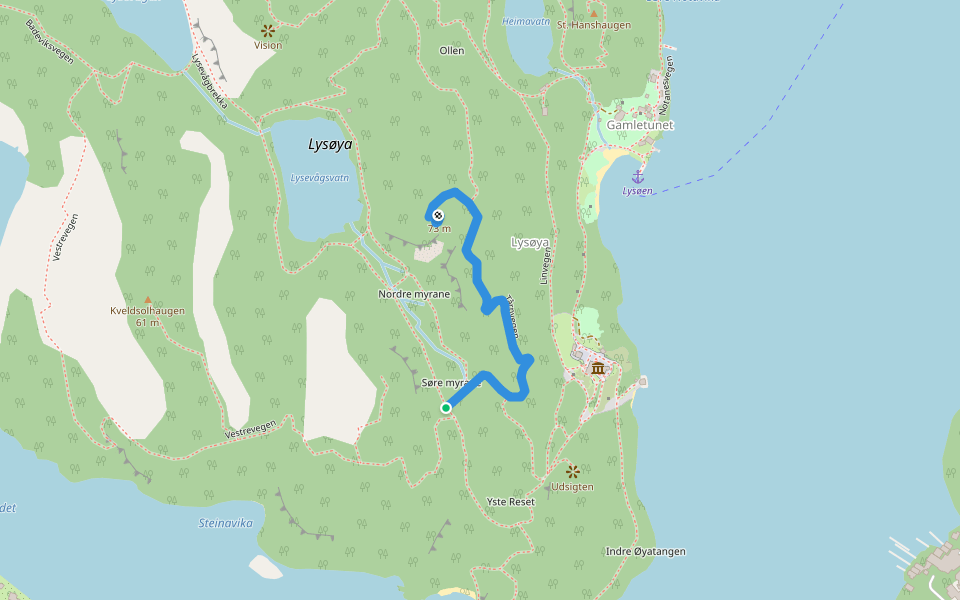 Tårnvegen walking route map in Lysekloster
