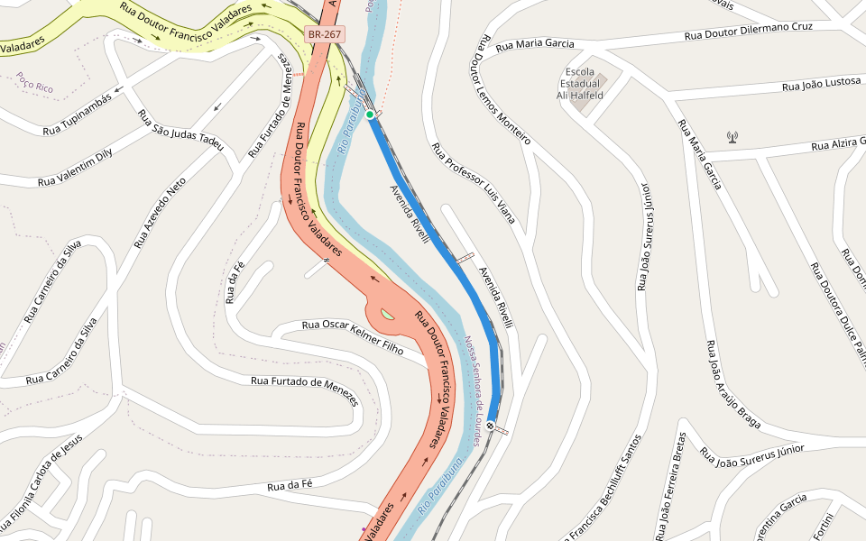 Avenida Rivelli walking route map in Juiz de Fora