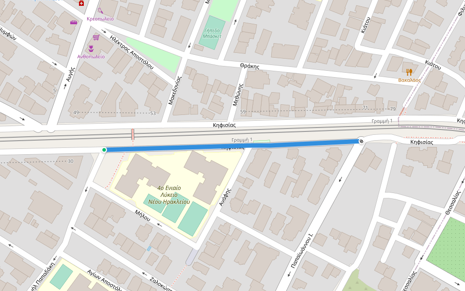 Κηφισίας walking route map in Iraklio