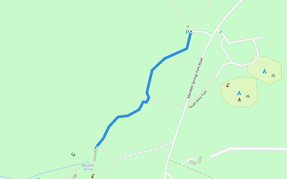 Springs-North End Access Trail walking route map in Chiefland
