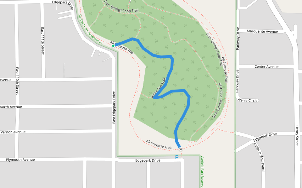 Ridge Top Trail walking route map in Garfield Heights