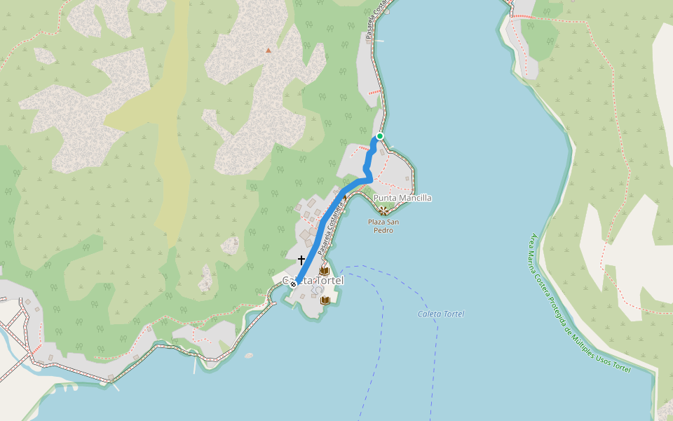 Pasarela Padre Antonio Ronchi walking route map in Tortel