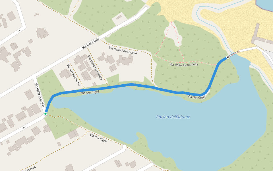 Via dei Cigni walking route map in Torre Rinalda