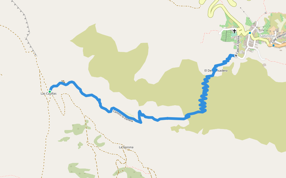 Camino la Dehesa walking route map in La Frontera