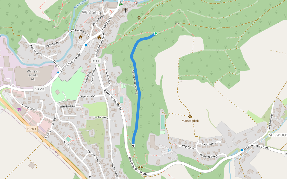 Kantor-Zettner-Weg walking route map in Wirsberg