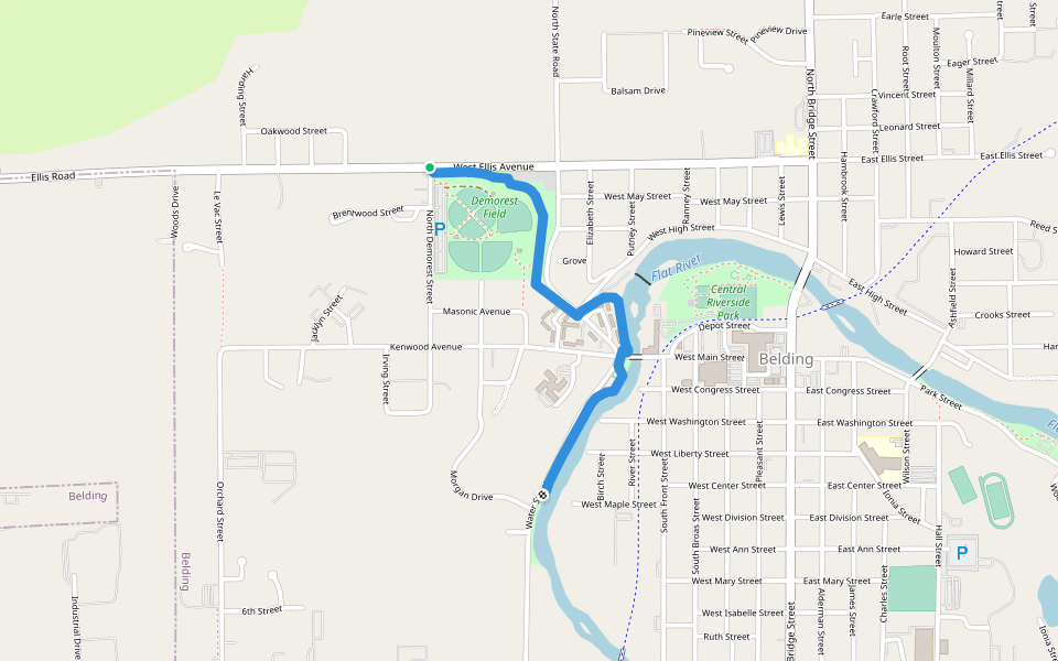 Silk City Nature Trail walking route map in Belding