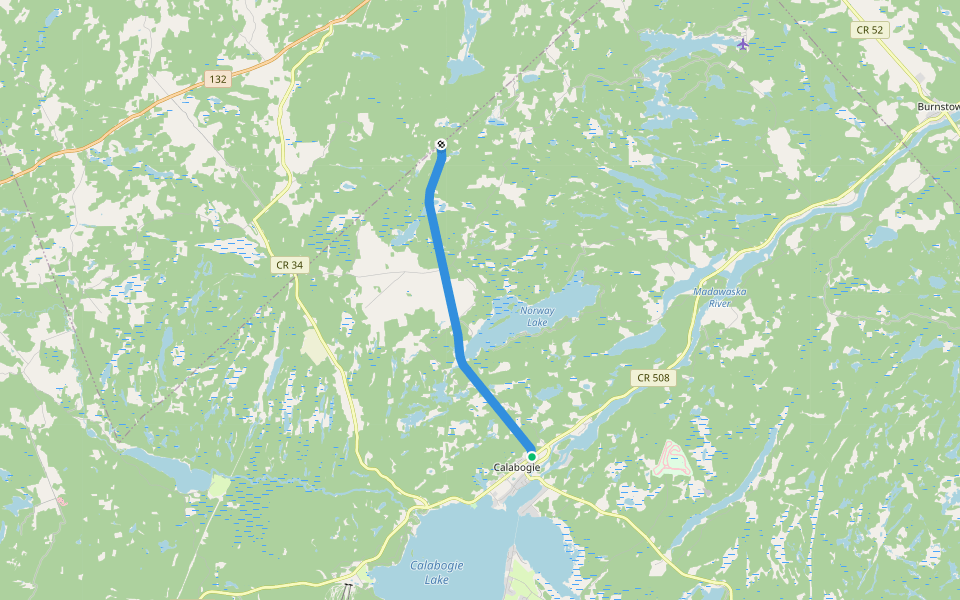 North K & P Trail walking route map in Calabogie