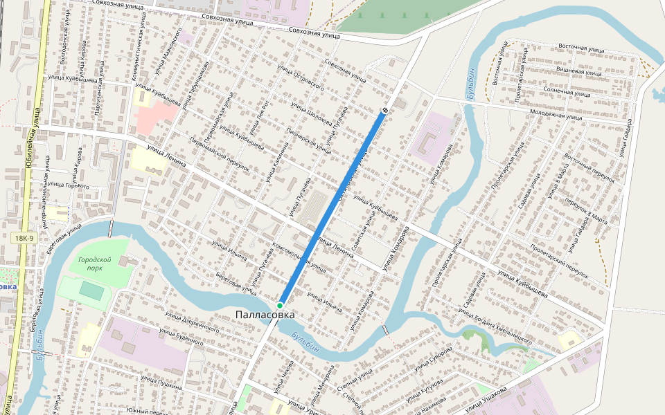 Октябрьская улица walking route map in Pallasovka