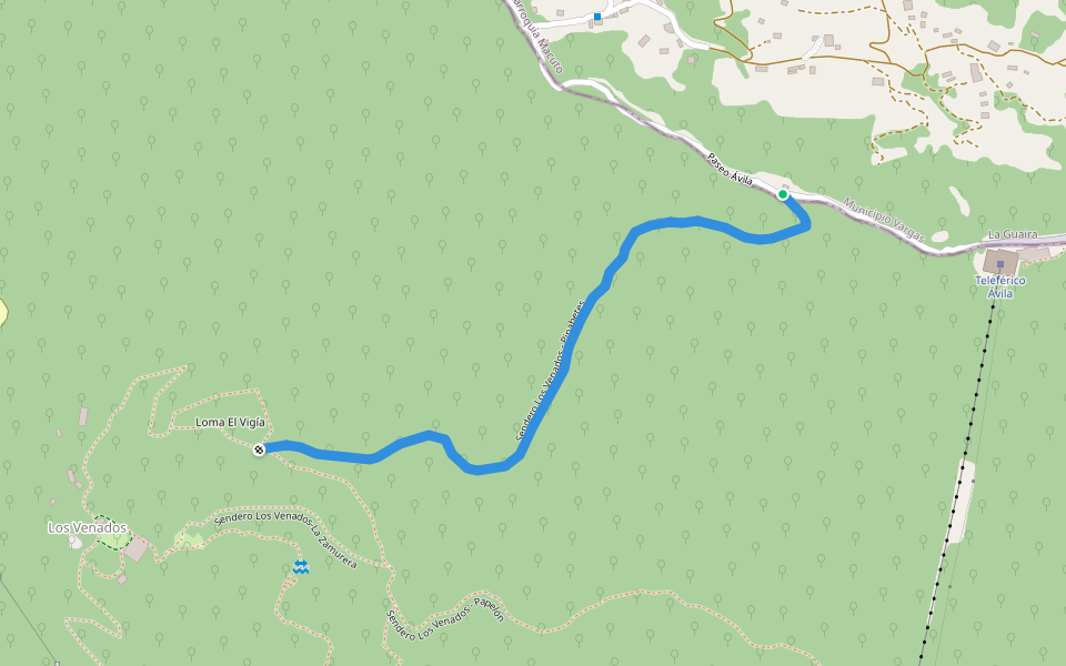 Sendero Los Venados - Pinabetes walking route map in San Antonio de Galipan