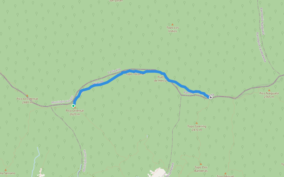 Fila Maestra Pico Naiguata - Hotel Humboldt walking route map in Caracas
