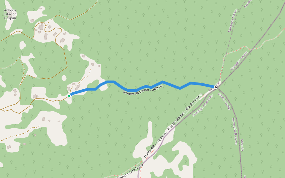 Tanque Boquerón - Galipan walking route map in San Antonio de Galipan