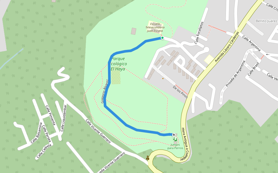 Gregorio Álvarez walking route map in Xalapa-Enríquez