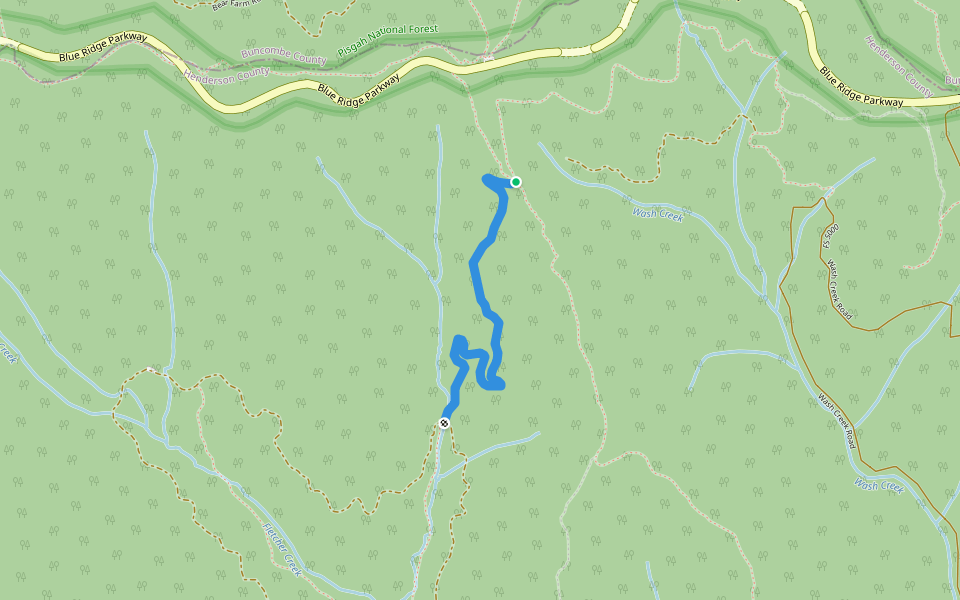 Spencer Branch Upper walking route map in Candler