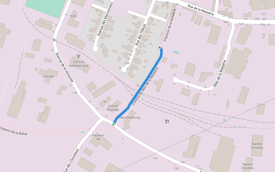 Chemin du Bois de la Maladrie walking route map in Vertou