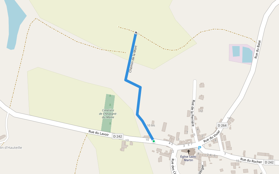 Chemin de la Mort walking route map in Chevaigné-du-Maine