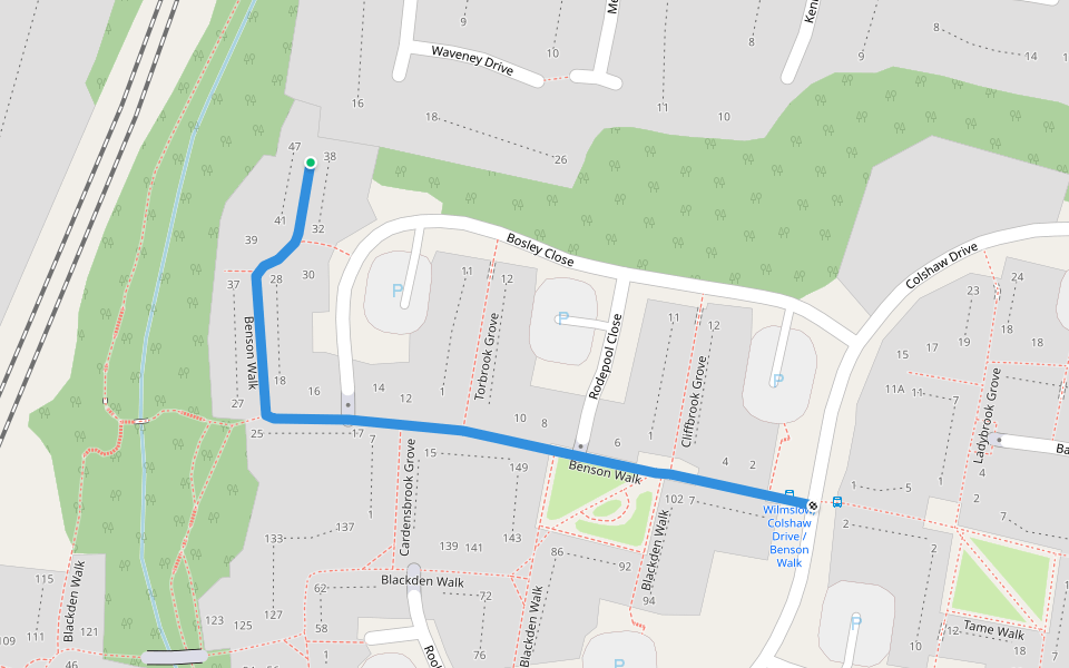 Benson Walk walking route map in Wilmslow
