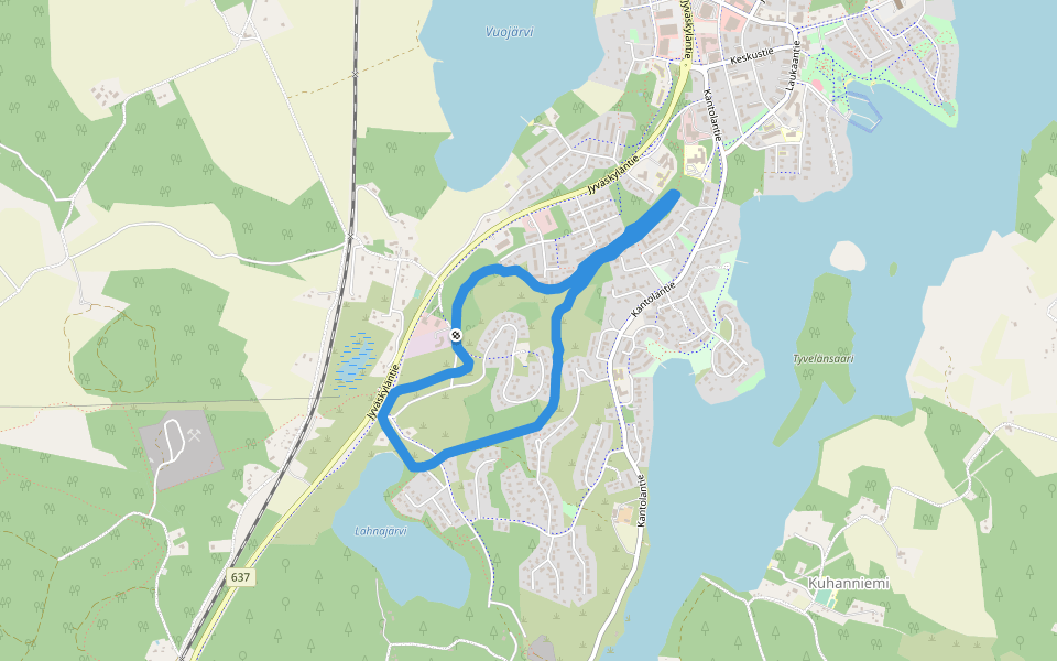 Kataanmäki walking route map in Laukaa