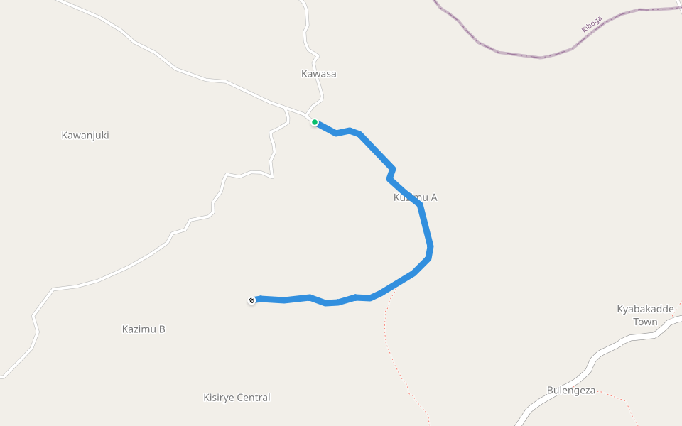 Bbira Ridge walking route map in Bwanja