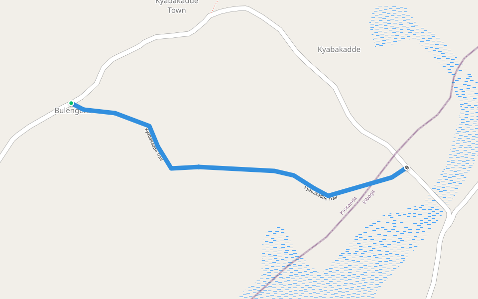 Kyabakadde Trail walking route map in Bwanja