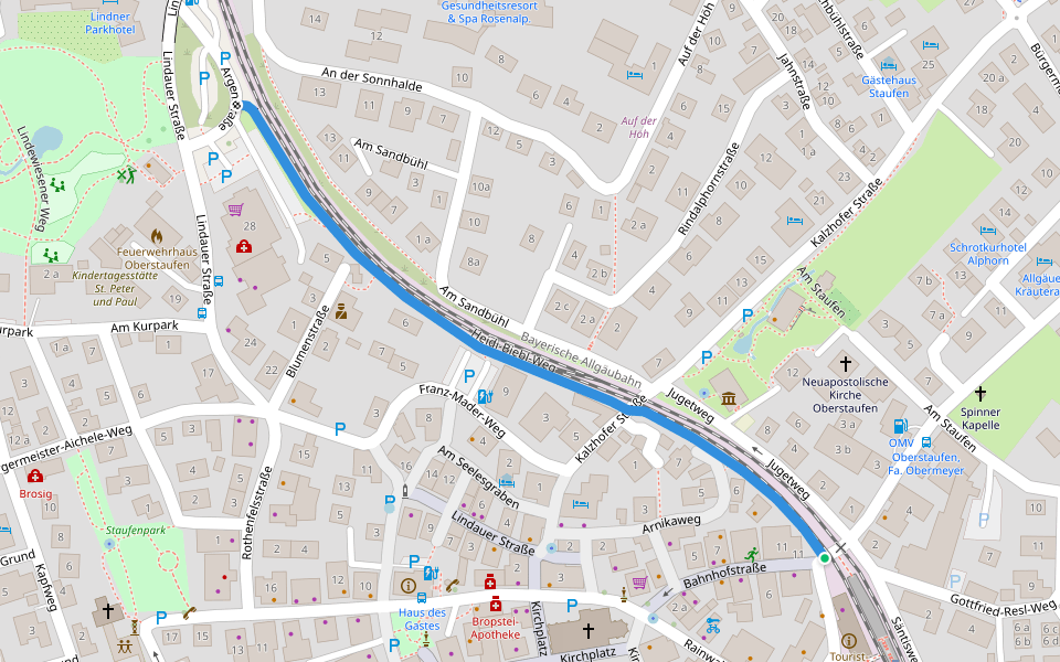 Heidi-Biebl-Weg walking route map in Oberstaufen