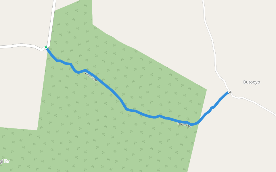 Scary Forest walking route map in Zanyiro