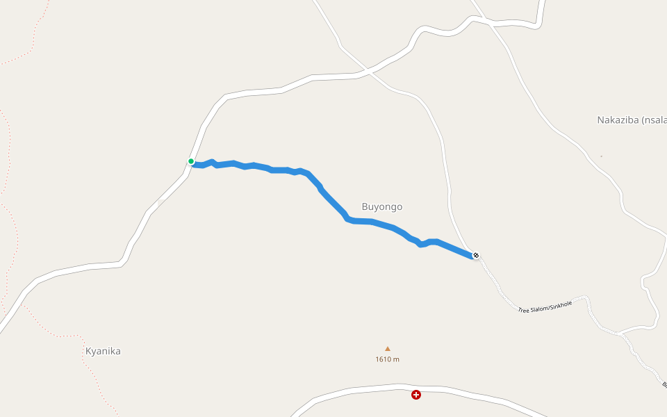 Tree Slalom/Sinkhole walking route map in Nakifulube