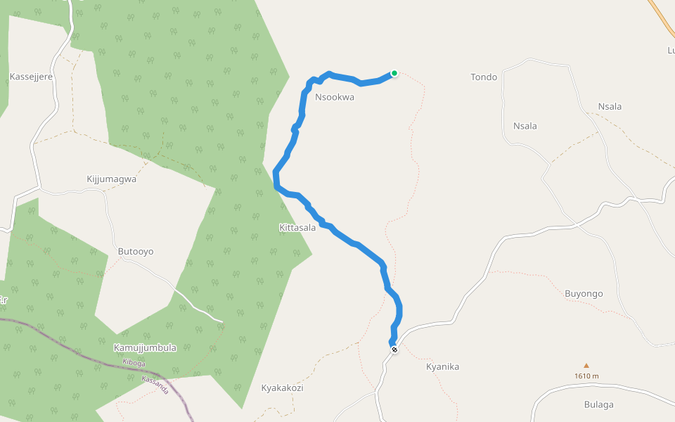 Heavenly Ridge walking route map in Nsala