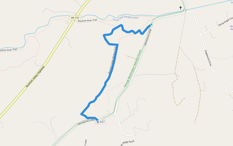 Rockfish Valley Birding Trail walking route map in Nellysford