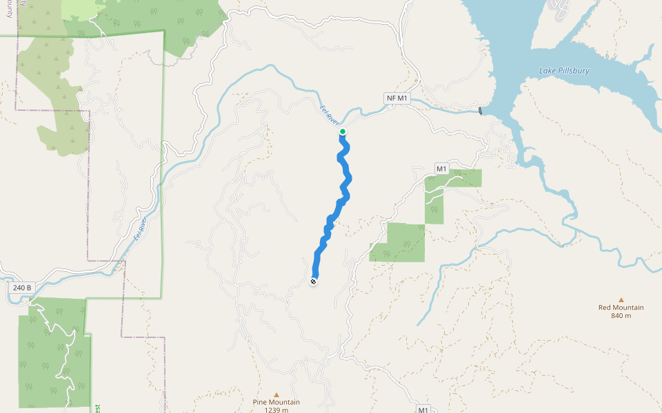 Montgomery Glade Pack Trail walking route map in Potter Valley