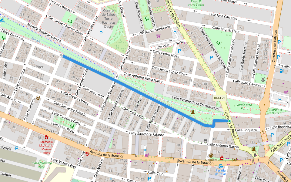 Calle Dr. Pérez Cuadrado walking route map in Torre-Pacheco
