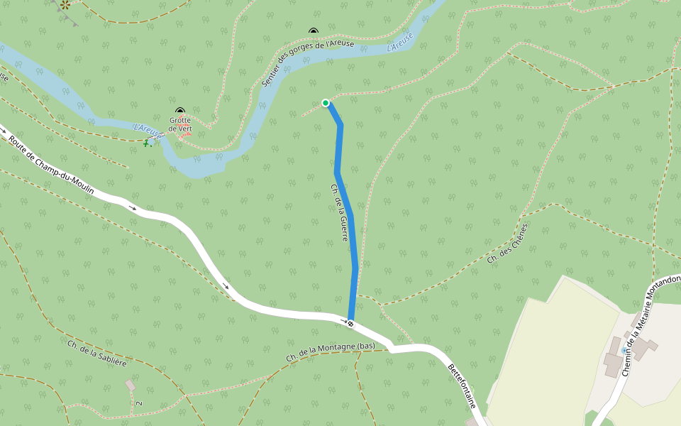 Ch. de la Guerre walking route map in Boudry