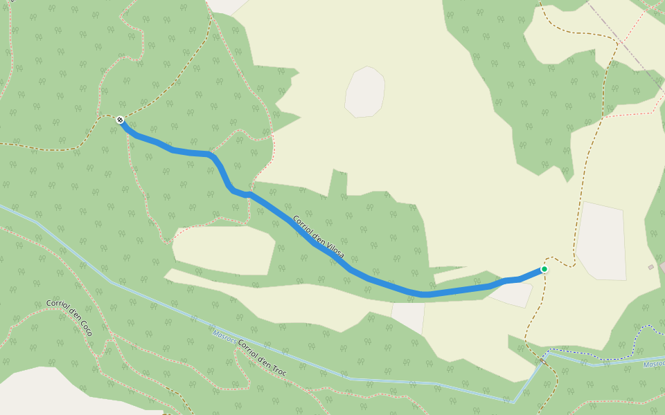 Corriol d'en Vilosa walking route map in Aiguaviva