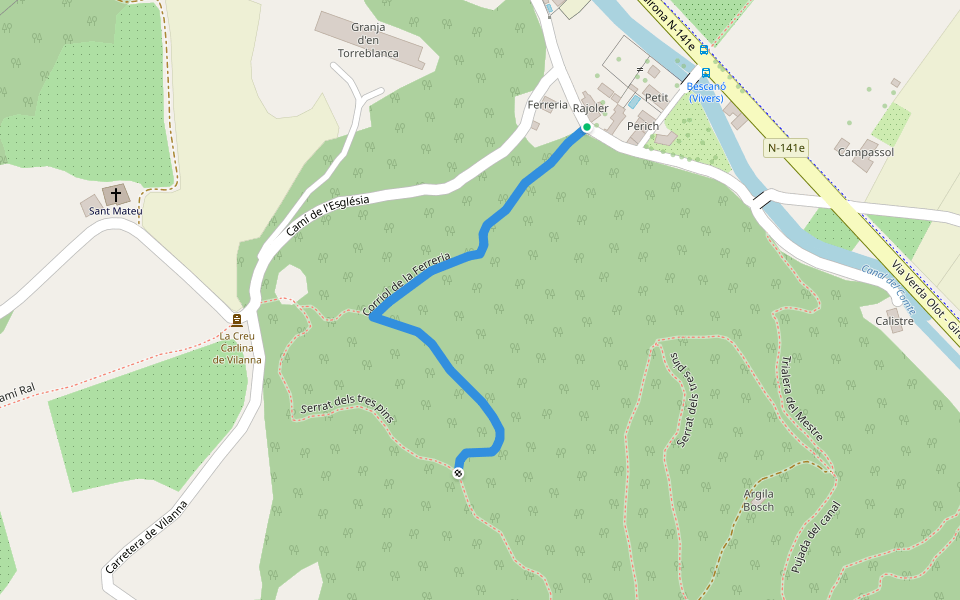 Corriol de la Ferreria walking route map in Bescanó