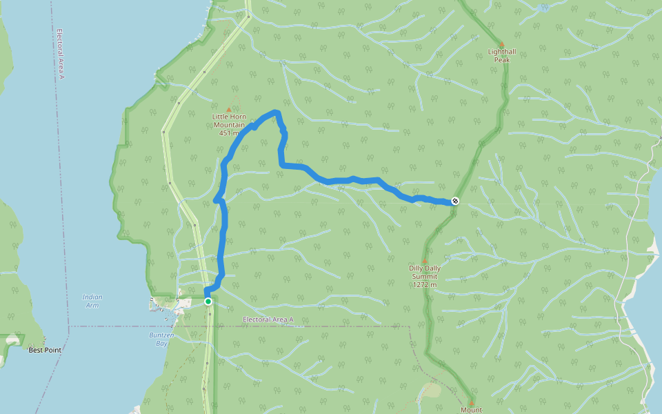 Dilly Dally Trail walking route map in Anmore