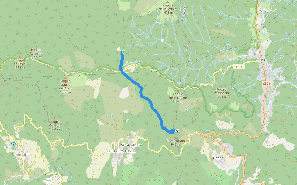 Neonato walking route map in Cosio di Arroscia