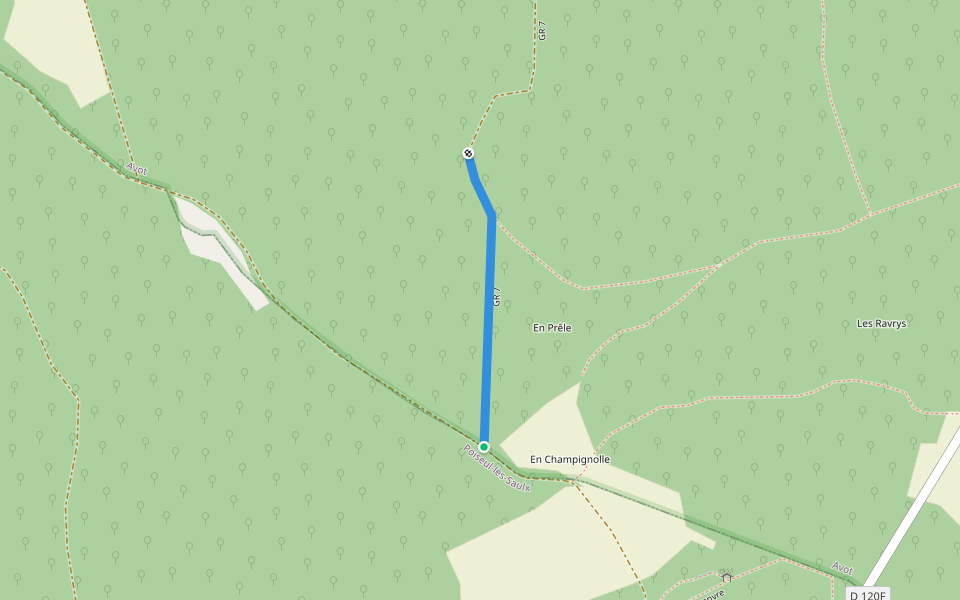 GR 7 walking route map in Poiseul-lès-Saulx
