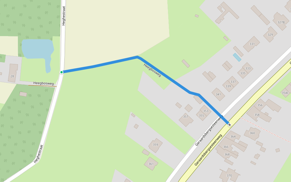 Heegbosweg walking route map in Ninove