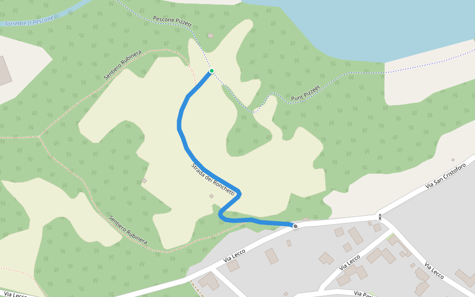 Strada dei Ronchetti walking route map in Annone di Brianza