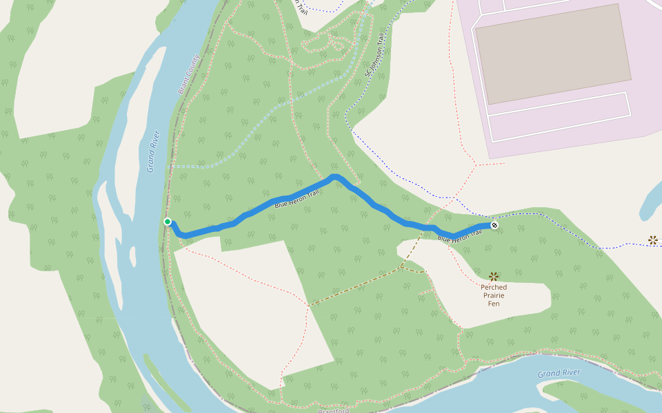 Blue Heron Trail walking route map in Brantford