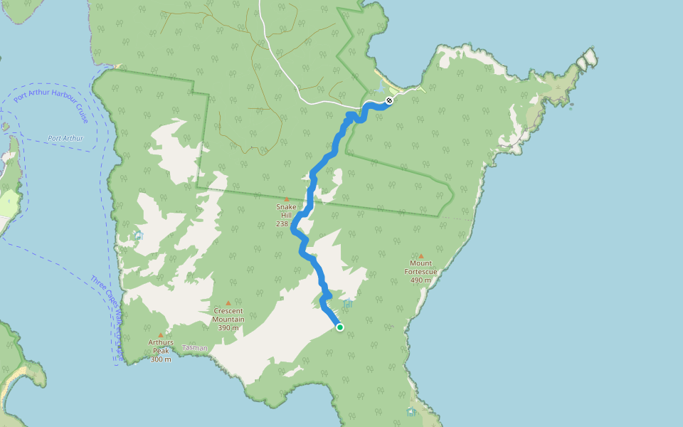 Old Cape Pillar Track walking route map in Fortescue
